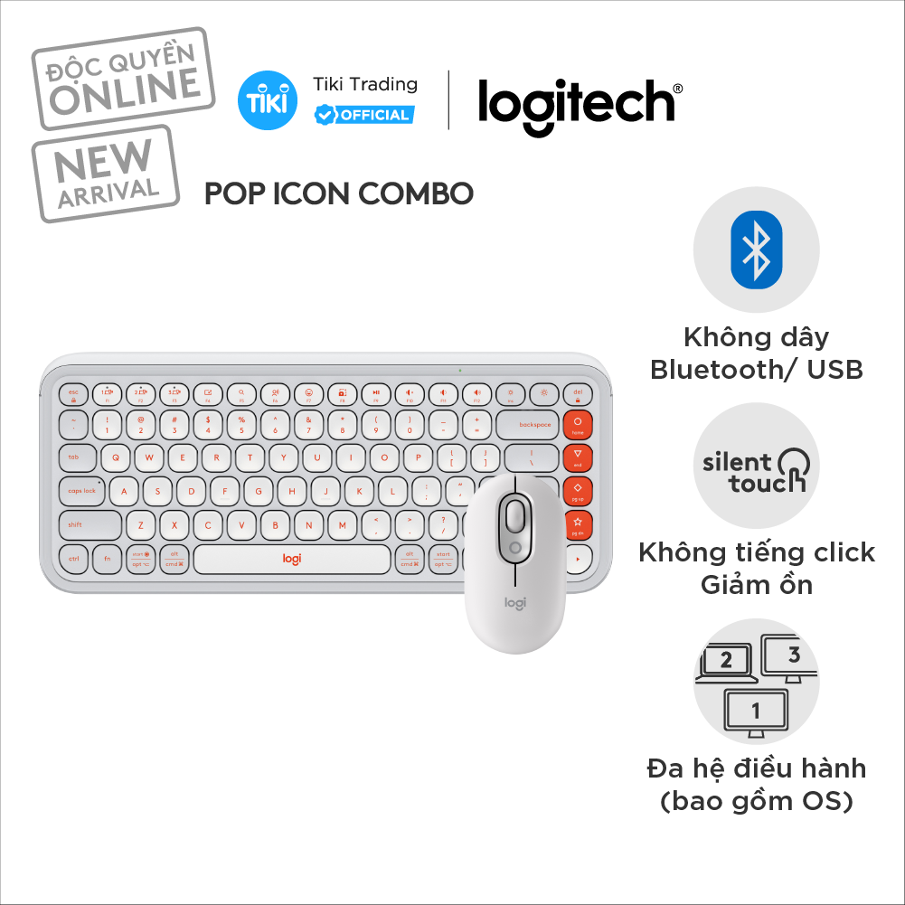 Combo chuột và bàn phím Bluetooth Logitech POP ICON COMBO của Logitech - Hàng chính hãng