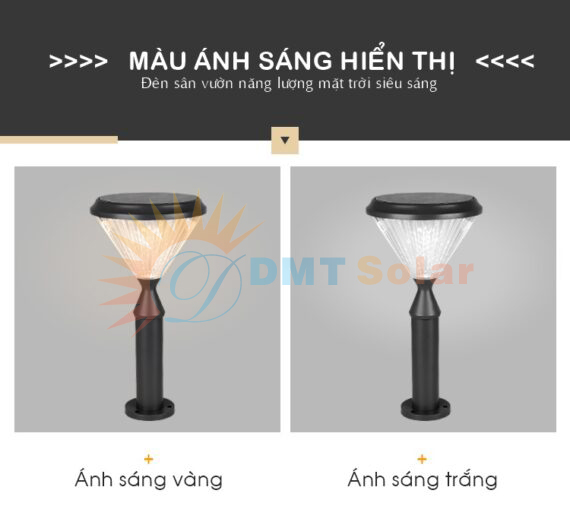 Đèn trụ sân vườn năng lượng mặt trời 75cm TS07C [Tích hợp chân cắm đất/Trụ sân]