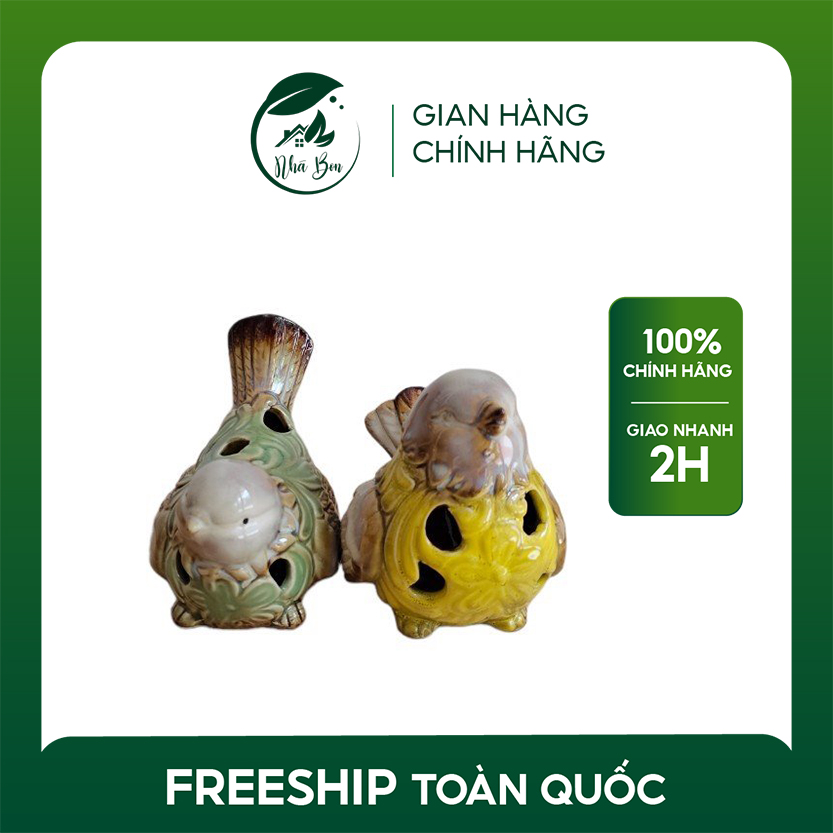 Set 2 chú chim bằng gốm Bát Tràng, vui vẻ, đáng yêu