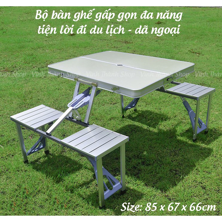 Bộ bàn ăn xếp gọn du lịch 4 người nhôm cao cấp siêu nhẹ JS01