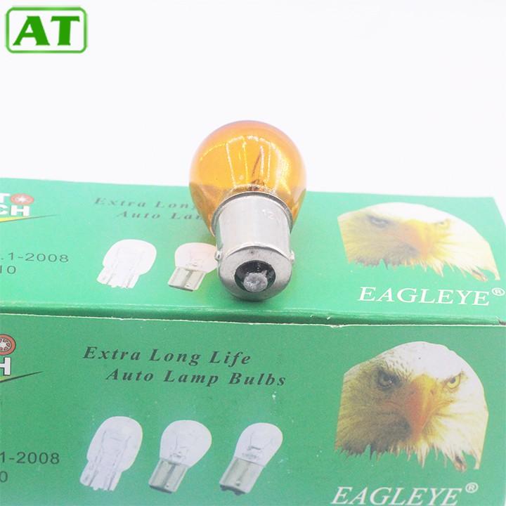 Hộp 10 Bóng Đèn Xi Nhan Ô Tô Chân Cài Lệch 12V 21W Màu Vàng (Một Tóc)