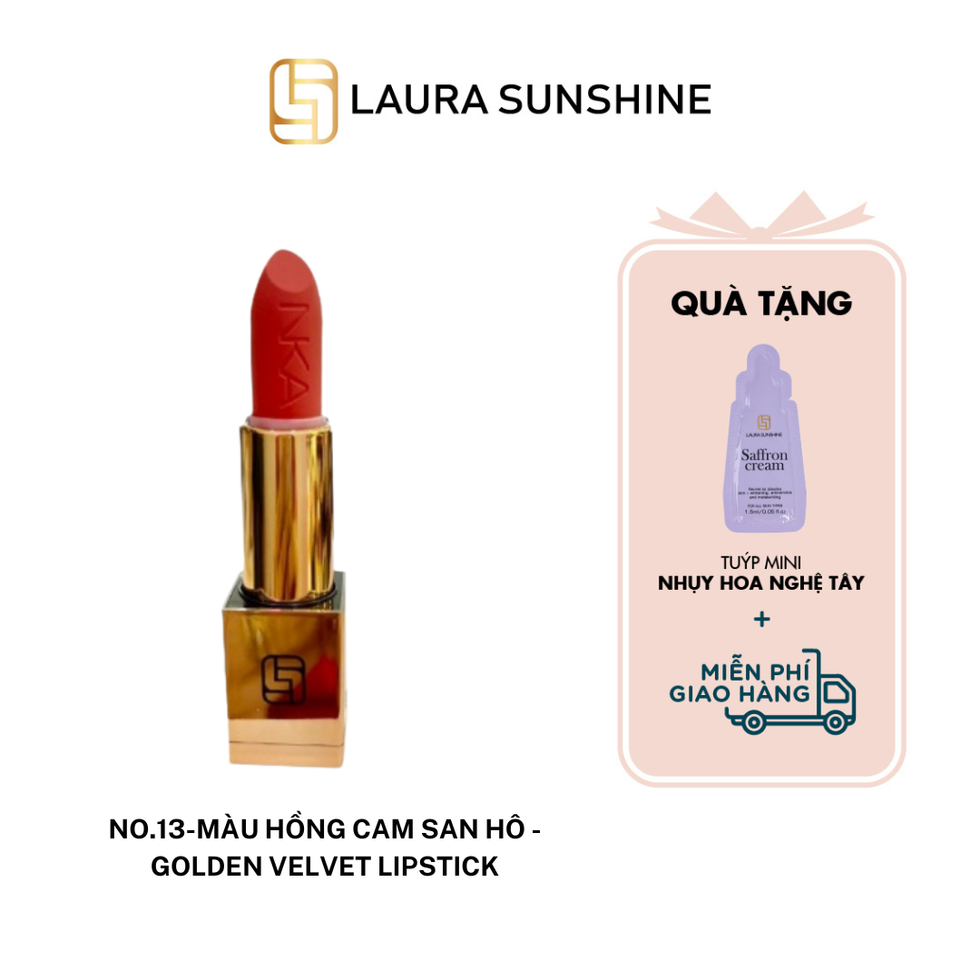 No.13 - Màu hồng cam san hô - Son lì siêu mịn cao cấp Hàn Quốc - Golden Velvet Lipstick - Laura Sunshine - Nhật Kim Anh