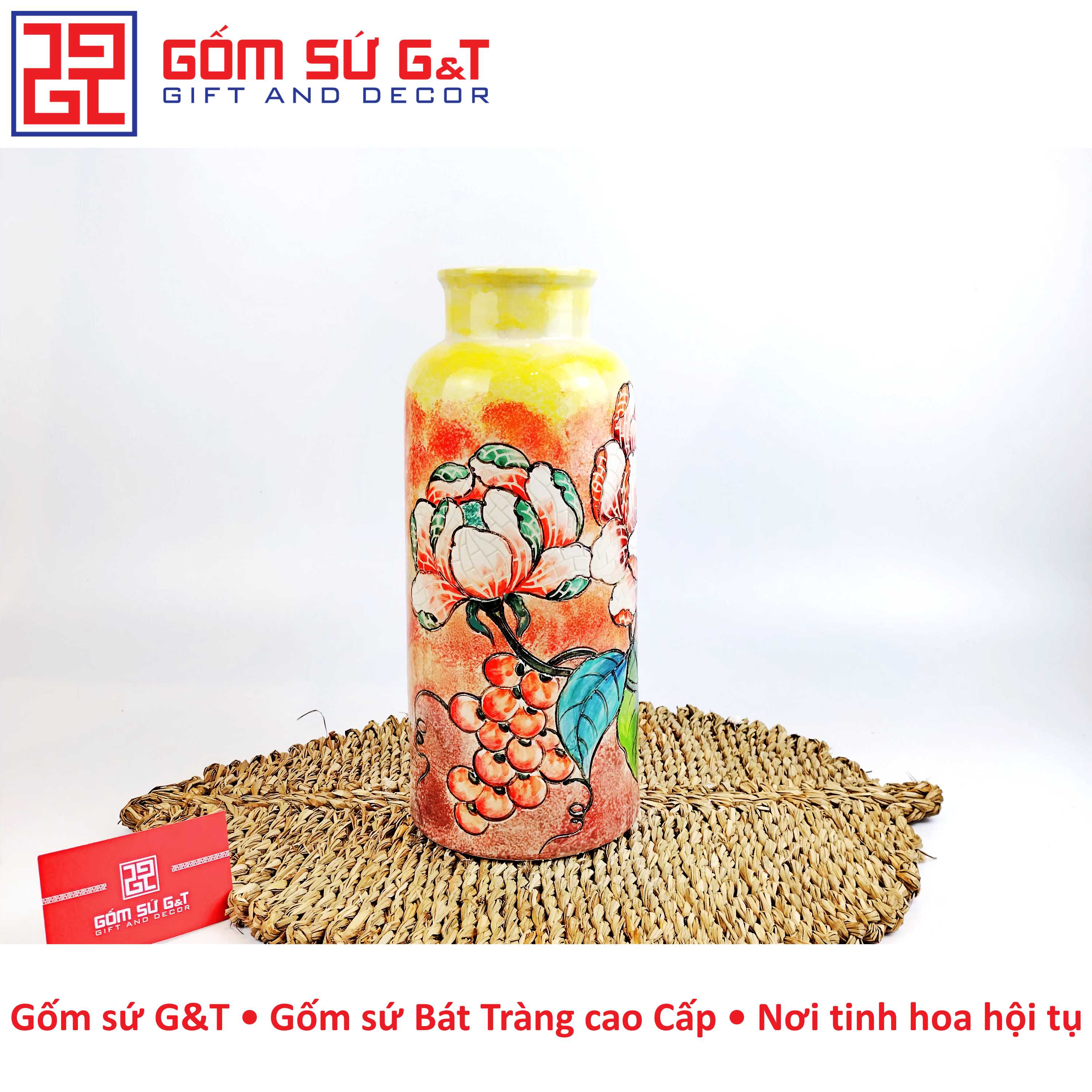 Lọ hoa dáng phích miệng gập Gốm Sứ G&T