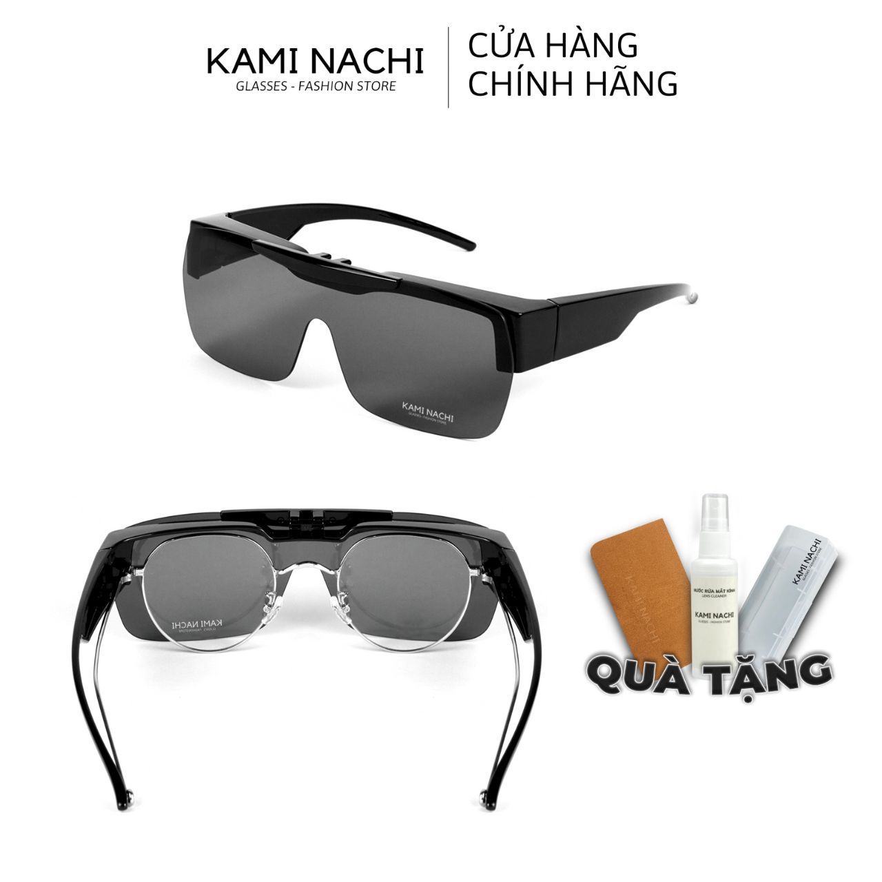 Gọng kính Shield Glasses chống phân cực, chống tia UV, có thể lật lên KAMI NACHI T8805