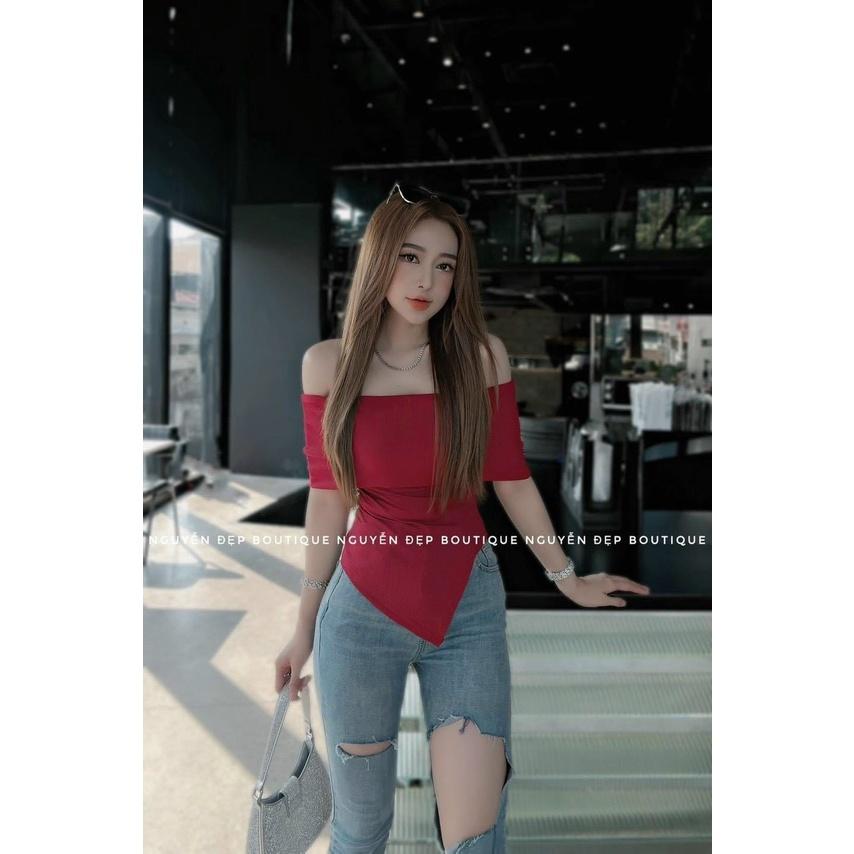 ÁO BẸC VAI TAY NGẮN FORM DÀI KIỂU THUN GÂN CỰC SANG CHO CÁC NÀNG NHÀ MEOWSHOP