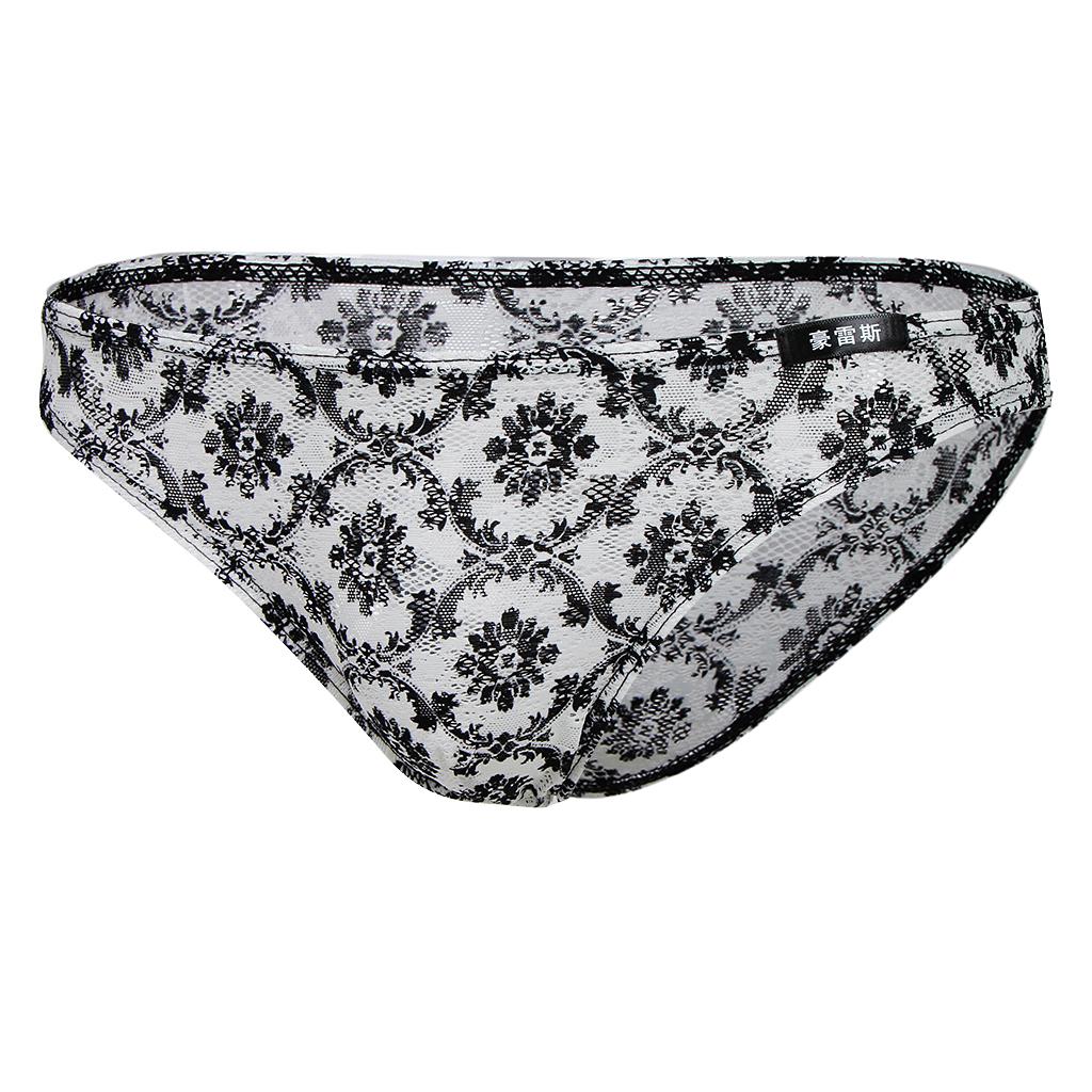 Men's Sissy Sheer Lace Panties Floral Geometric Patterns Underwear