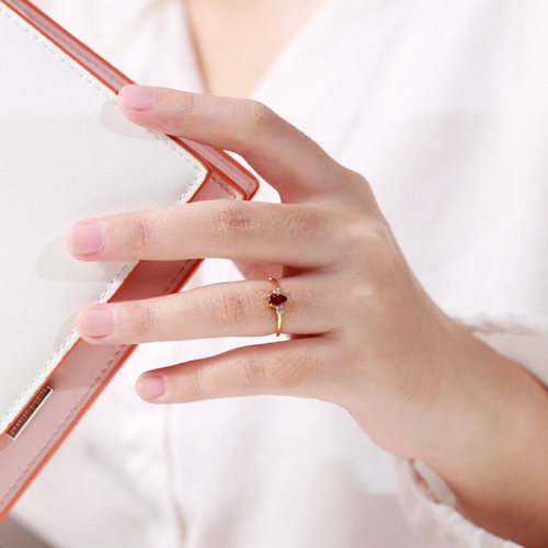 Nhẫn bạc đá đỏ giọt lệ minimalist Gix Jewel N13