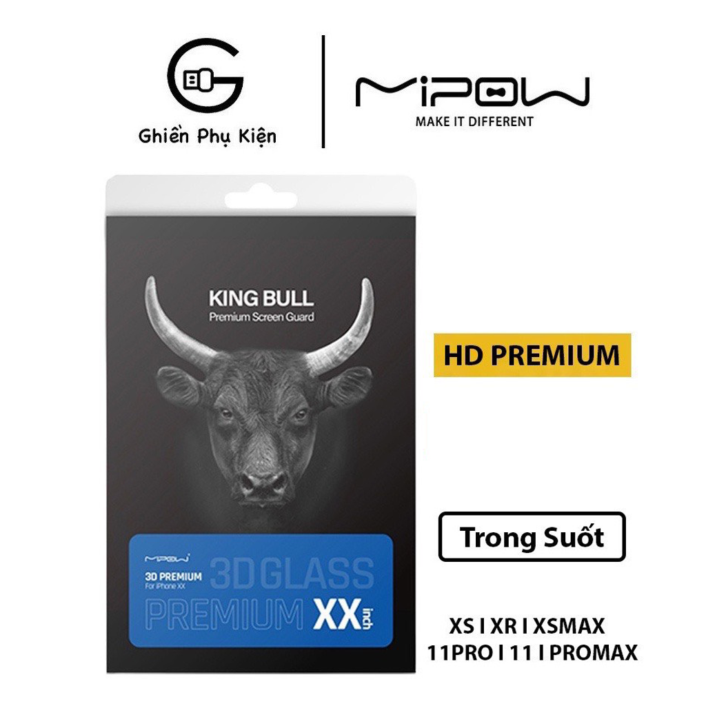 Kính Cường Lực Mipow Kingbull Premium HD 2.7D Dành Cho iPhone 11/11 Pro/11 Pro Max - Hàng Chính Hãng