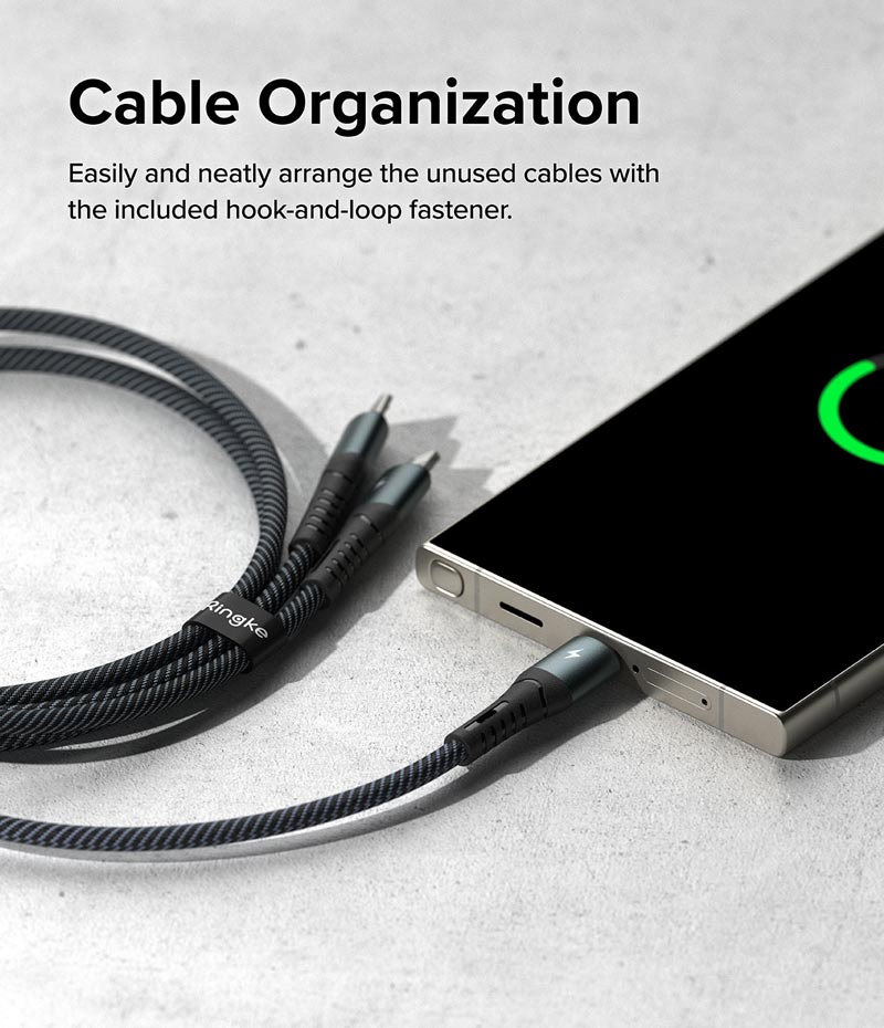 Cáp sạc nhanh đa năng cho điện thoại/tablet RINGKE 3-in-1 Fast Charging Multi Cable 1.2M - Hàng Chính Hãng