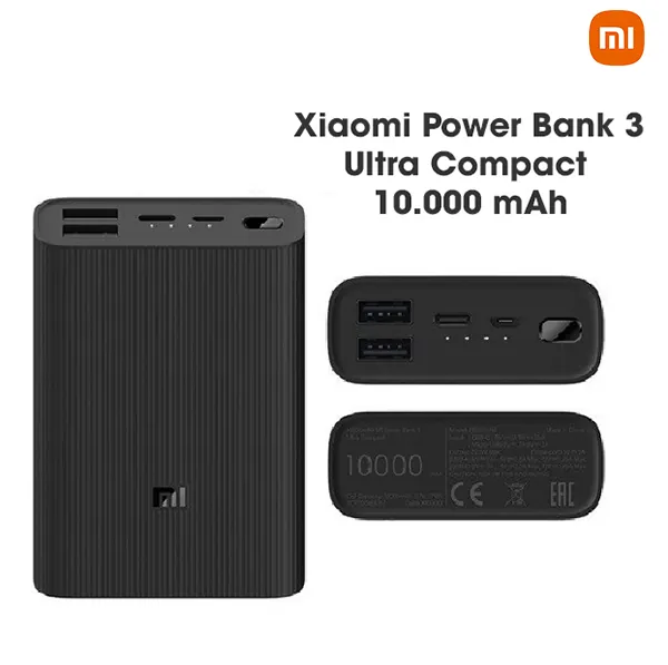 Pin sạc di động 10000mAh Mi Power Bank 3 Ultra Compact | 2*USB-A / 1*USB-C Upto 22.5W | BHR4412GL | Bảo hành 6 tháng | Hàng Chính Hãng