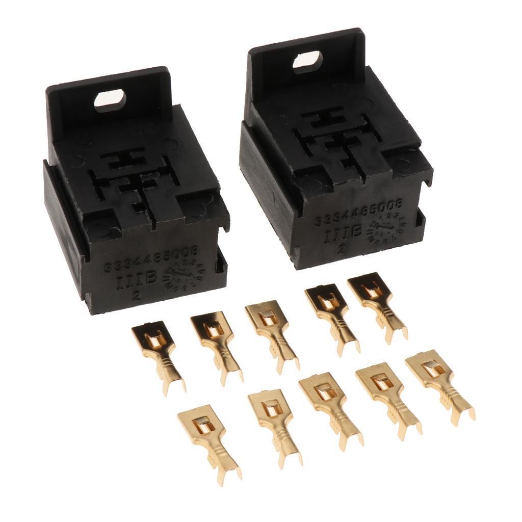 5 Pin Relay Base Holder With Mounting Bracket & Terminals - - Black