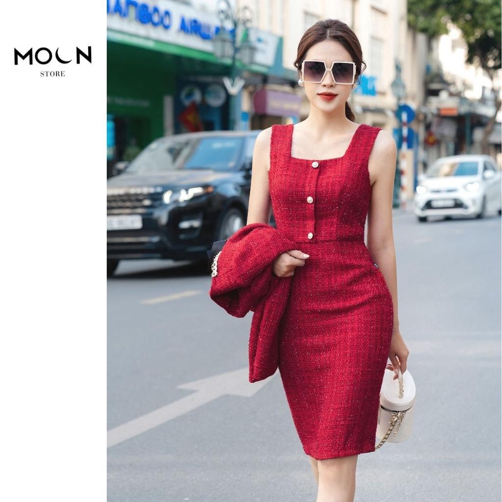 Set áo váy công sở nữ chất dạ tweed sang trọng mặc đi làm tôn dáng tôn da MSB422 MOON STORE