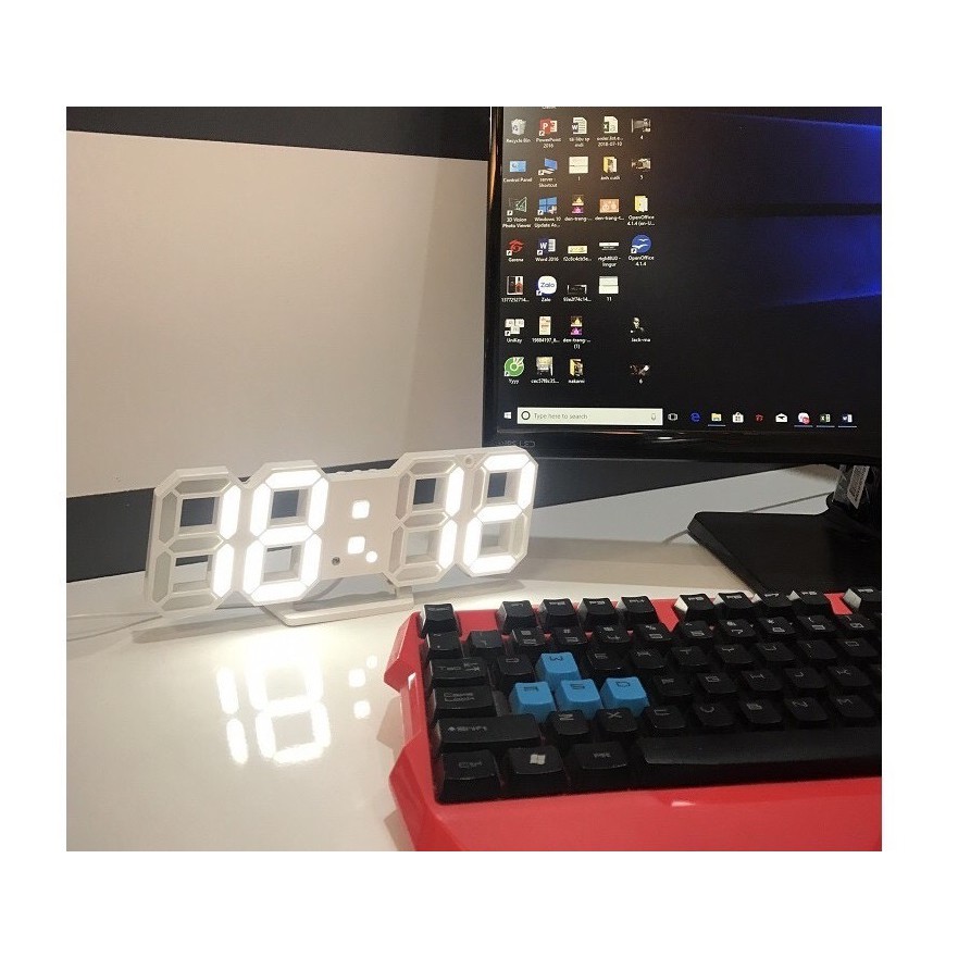 Đồng hồ LED 3D treo tường để bàn thông minh phong cách Hàn Quốc