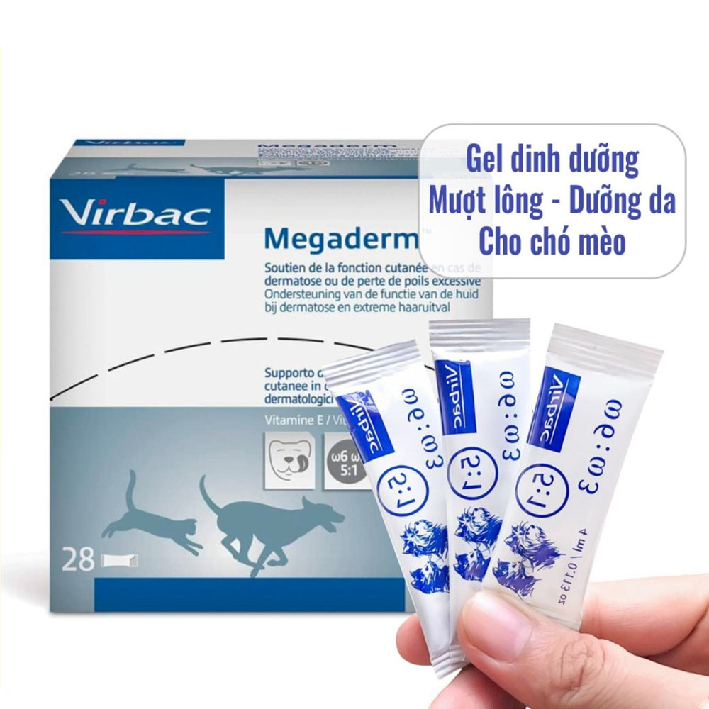 Gel Dinh Dưỡng Giúp Mượt Lông Da Và Giảm Ngứa Chó Mèo Virbac Megaderm Gói 4ml