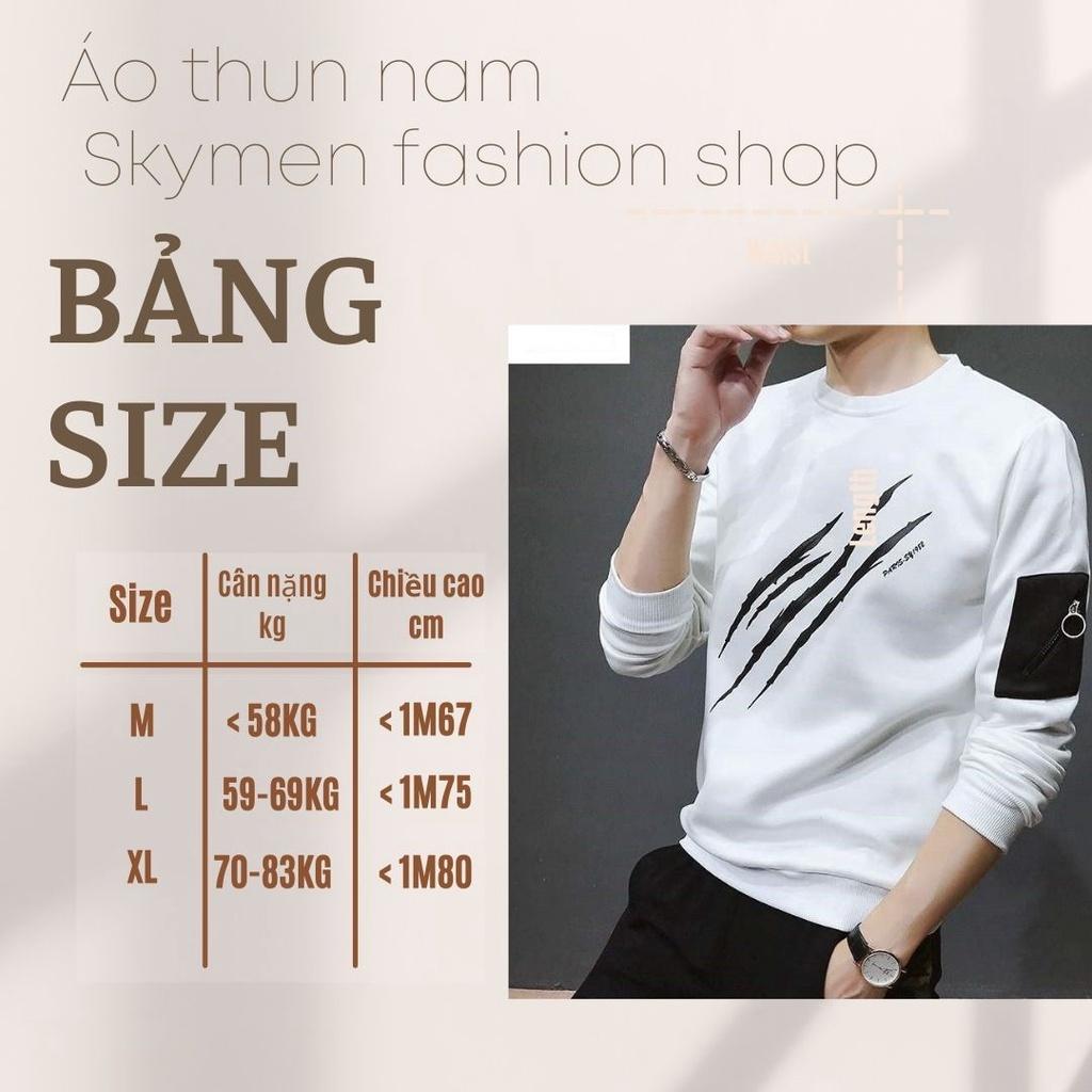 Áo thun nam tay dài cổ tròn hàn quốc vải thun cotton co giãn thoáng mát - MKTATTD7