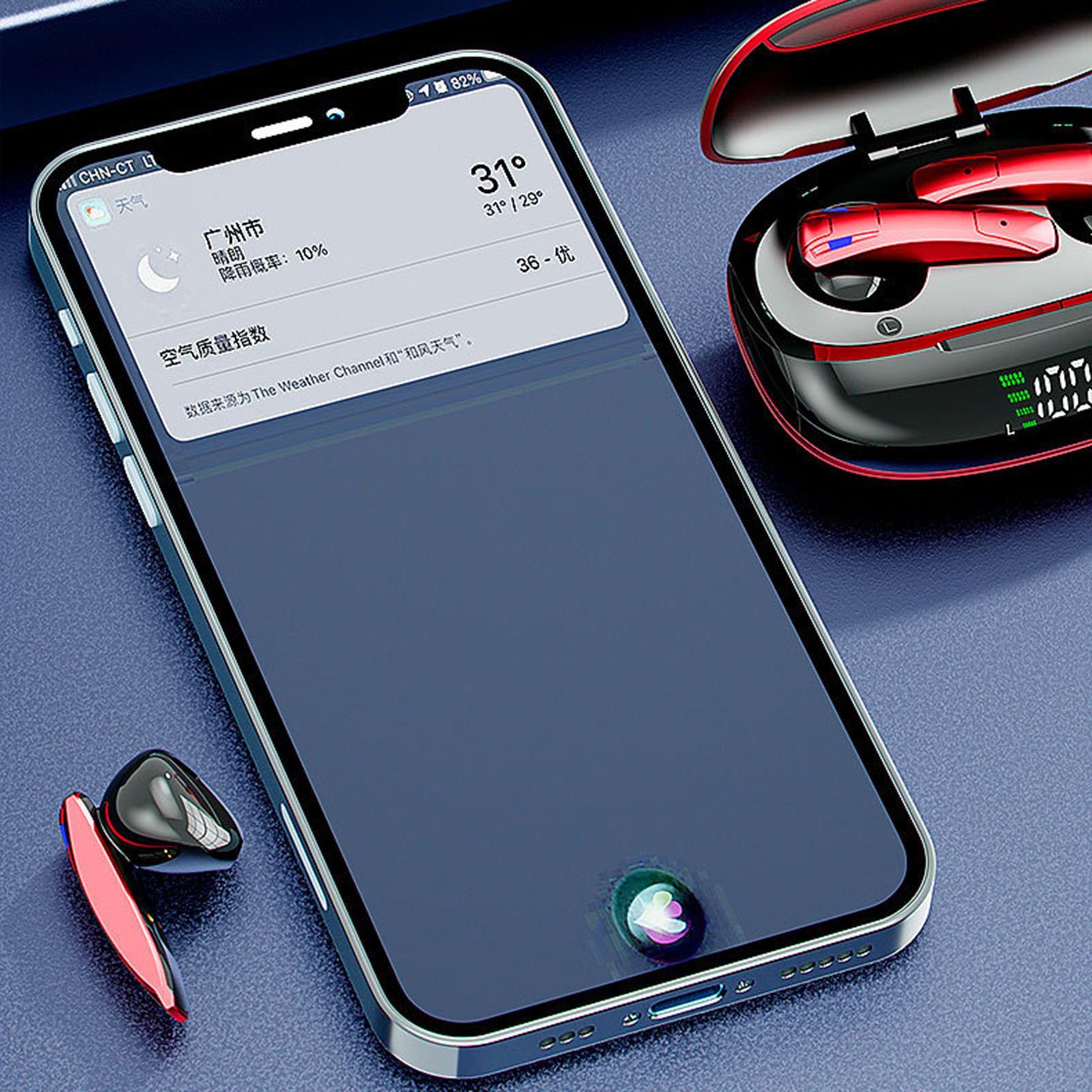 Wireless Earbuds LED Display Headphones for Gaming Running Low Latency White
