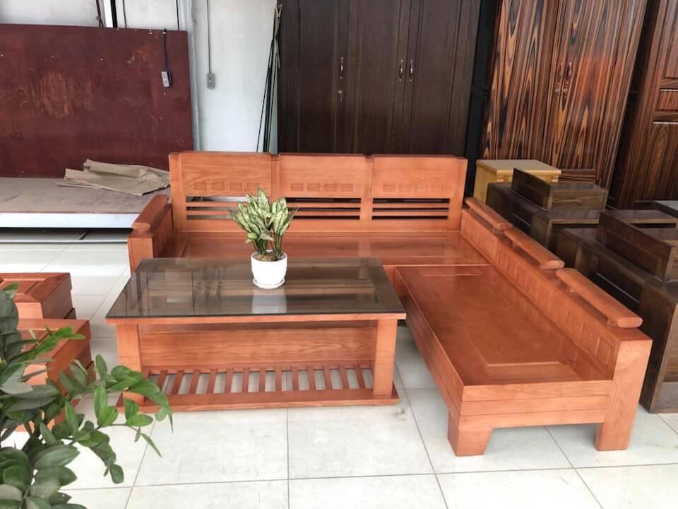 Bộ bàn ghế Sofa góc trứng gỗ sồi