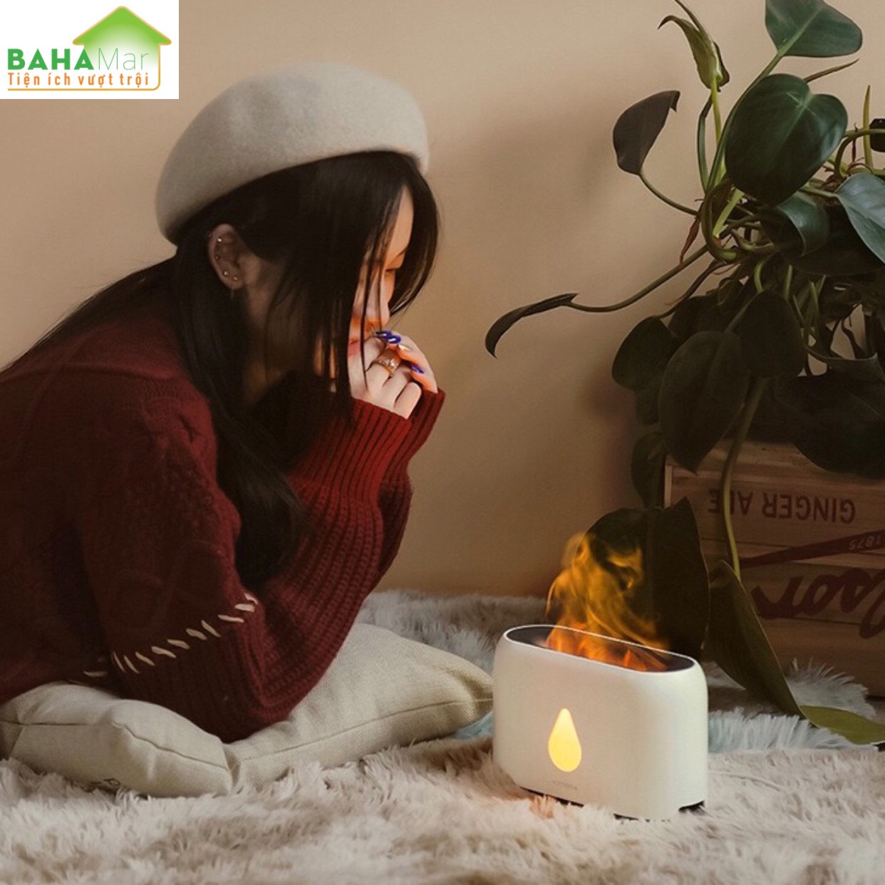 MÁY PHUN SƯƠNG TẠO ẨM MÔ PHỎNG NGỌN LỬA 3D ĐÈN LED - KHUẾCH TÁN TINH DẦU "BAHAMAR"