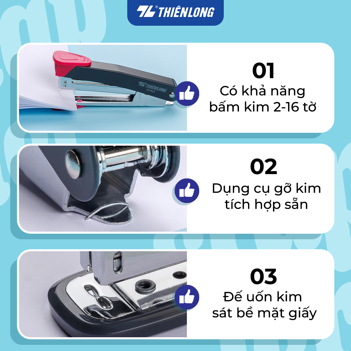 Bấm kim trợ lực số 10 - Power Assist Stapler Thiên Long - Bấm nhẹ hơn 50