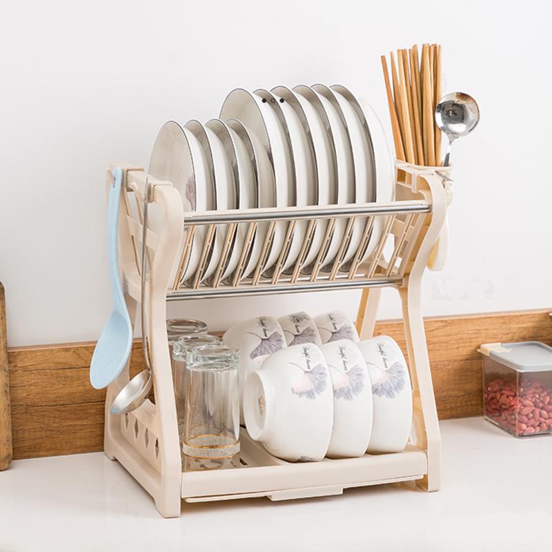 Hộ Gia Đình Món Ăn Phơi Vật Dụng Nhà Bếp Món Ăn Lưu Trữ Thoát Nước Giá Để Đồ Đa Năng 2 Tầng Món Ăn Lọc Giá Kichen Vật Dụng