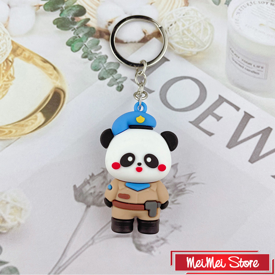 Móc khóa đôi, móc treo chìa khóa hình gấu cực ngầu, siêu đáng yêu