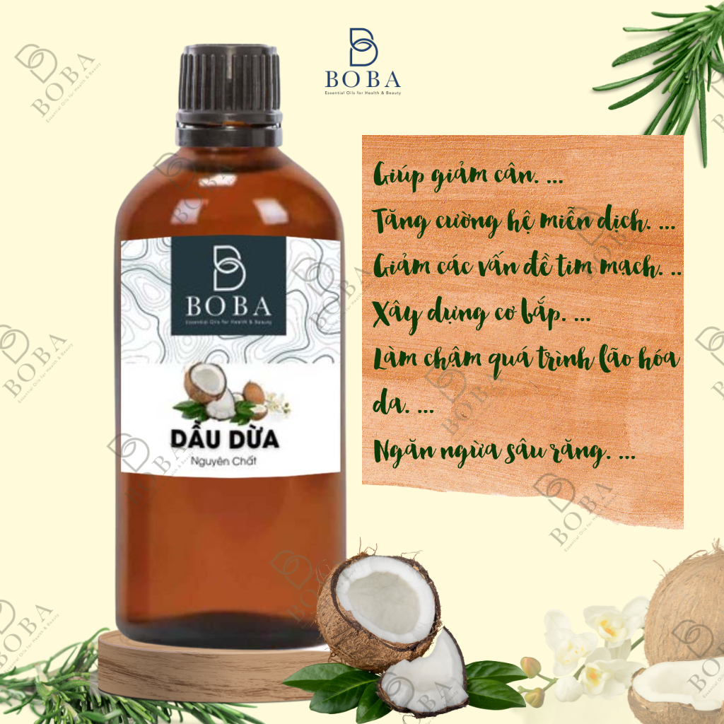 Dầu Dừa BOBA nguyên chất 100% 100ml Thuần chay - Hỗ trợ dưỡng da, dưỡng tóc, dưỡng môi, ngừa rạn da - BOBA NATURALSDầu Dừa BOBA nguyên chất  100ml Thuần chay - Hỗ trợ dưỡng da, dưỡng tóc, dưỡng môi, ngừa rạn da - BOBA NATURALS