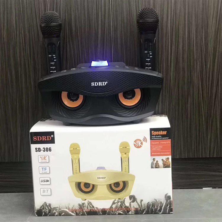 Loa không dây karaoke gia đình SD-306 tặng kèm 2 mic kết nối bluetooth hỗ trợ ghi âm tách lời, hiệu ứng echo BH 12 tháng