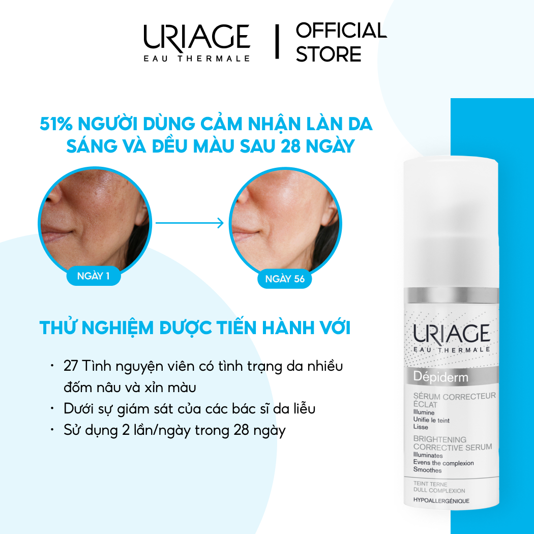 Serum dưỡng sáng, làm đều màu da URIAGE DÉPIDERM SÉRUM CORRECTEUR ÉCLAT 30ml