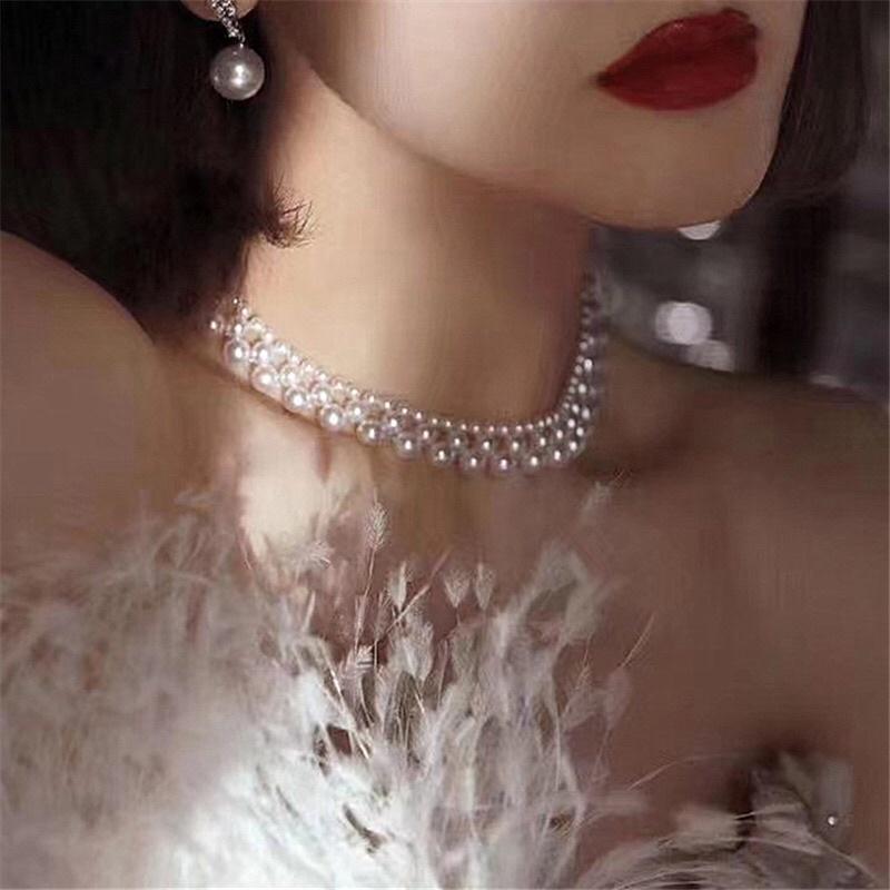 Chuỗi Đeo Cổ Choker Bạc 925 Hạt Đan Nhiều Size Cá Tính - Trường Thịnh Ngọc Trai