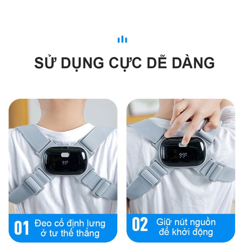 Đai chống gù lưng trẻ em LCD kỹ thuật số hiển thị, đai chỉnh tư thế cho trẻ, có cảnh báo tư thế rung điện tử