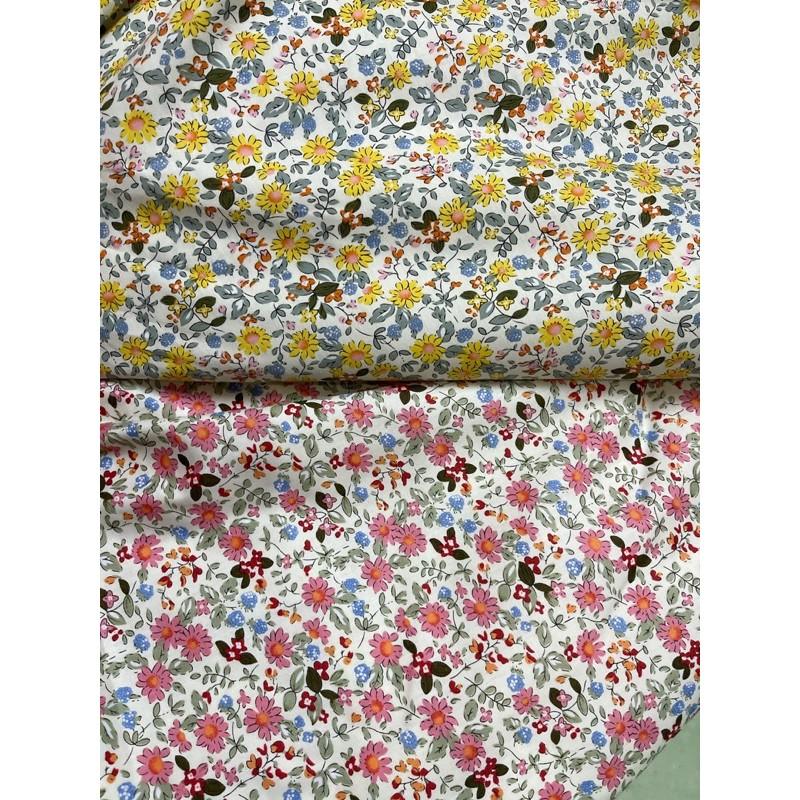 Vải thô cotton hướng dương hoa dây mịn mát may váy áo