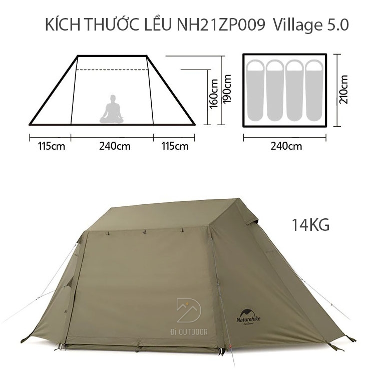 Lều 4 Người Glamping Village 5.0 Naturehike NH21ZP009