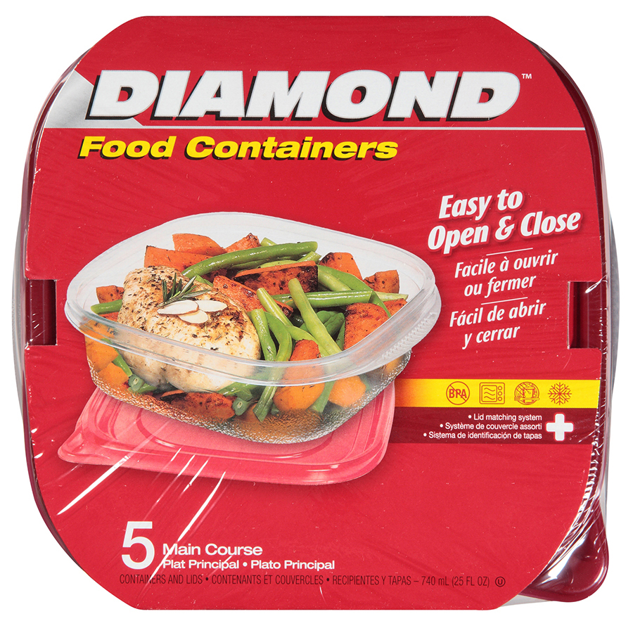 Bộ 5 Hộp Đựng Thực Phẩm Main Course Diamond (740ml / Hộp)