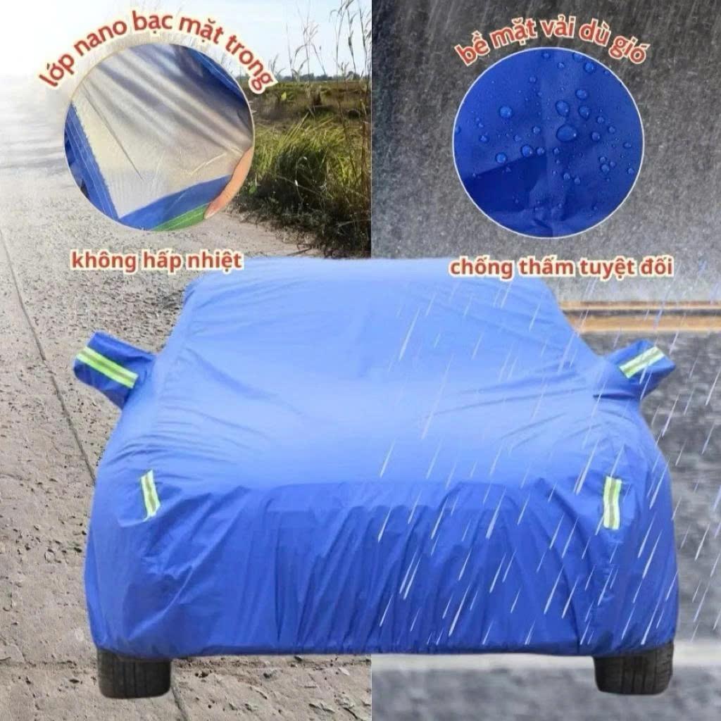 Bạt phủ ô tô chống nắng mưa vải dù, bạt trùm xe hơi nano bền đẹp phù hợp cho các dòng xe bạt xanh