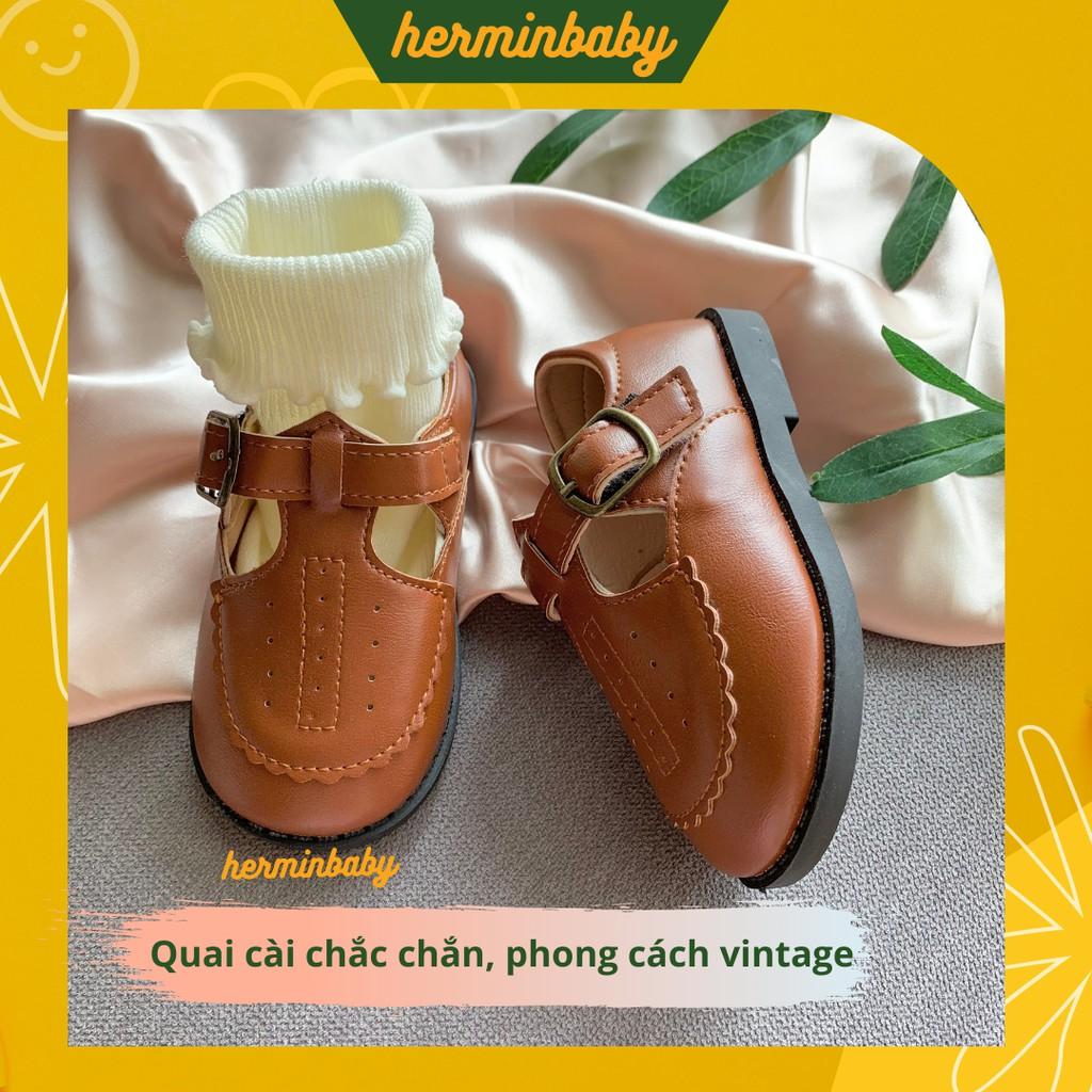 Giày bé gái phong cách HQ - giày búp bê vintage cho bé da cực mềm và êm chân (size 21-30)