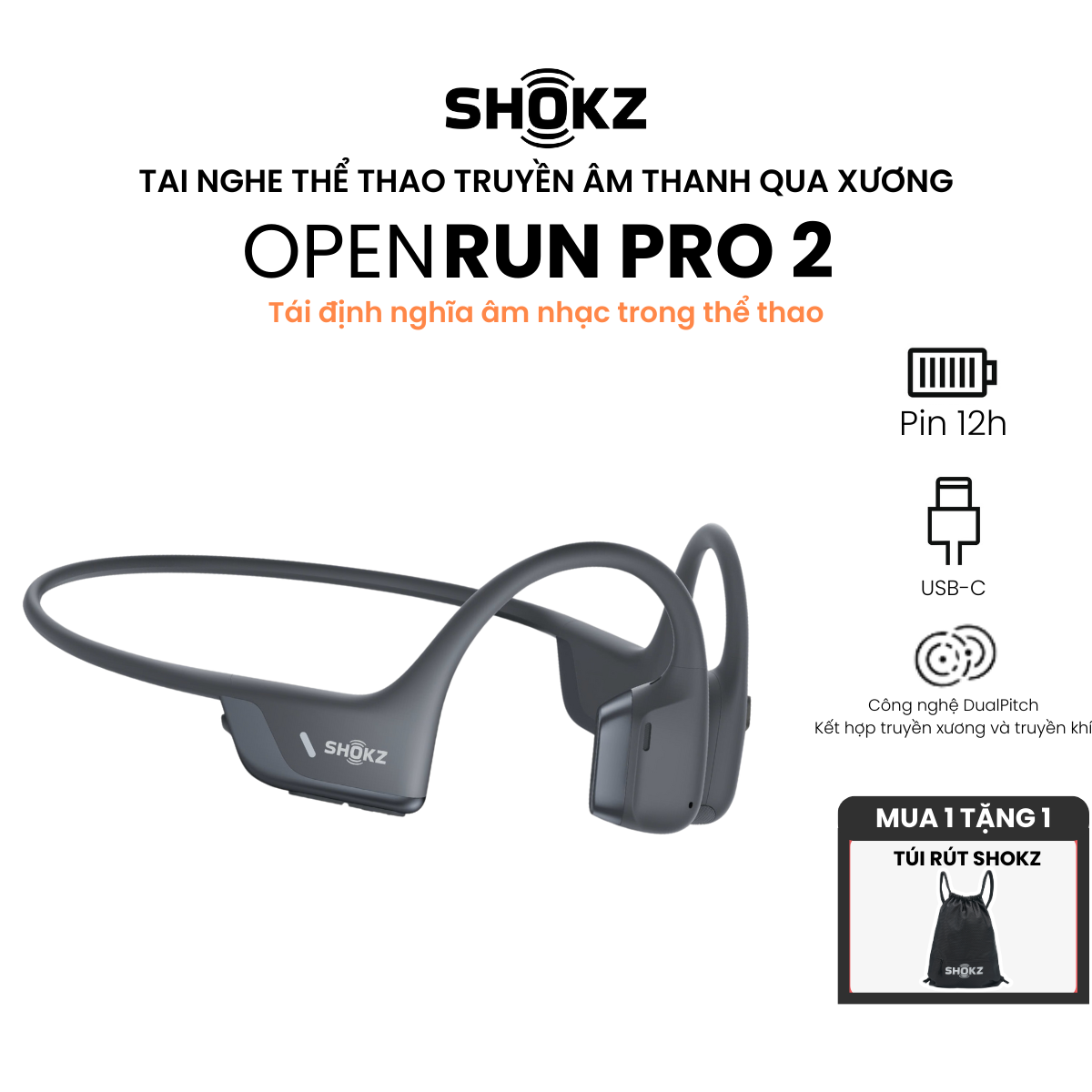 [MỚI] Tai Nghe Bluetooth Thể Thao Truyền Âm Thanh Qua Xương SHOKZ OPENRUN PRO 2 S820 - Bảo Hành 2 Năm - Hàng Chính Hãng