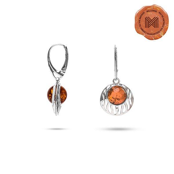 Bông tai Bạc 925 đính Đá Hổ Phách Multifaceted Millenne Paris MLER1032BA