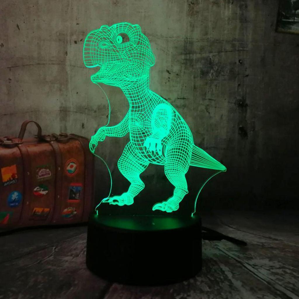 Dinosaur 3D LED Night Light Touch Remote Table Desk Illusion Lamp Kids Gifts