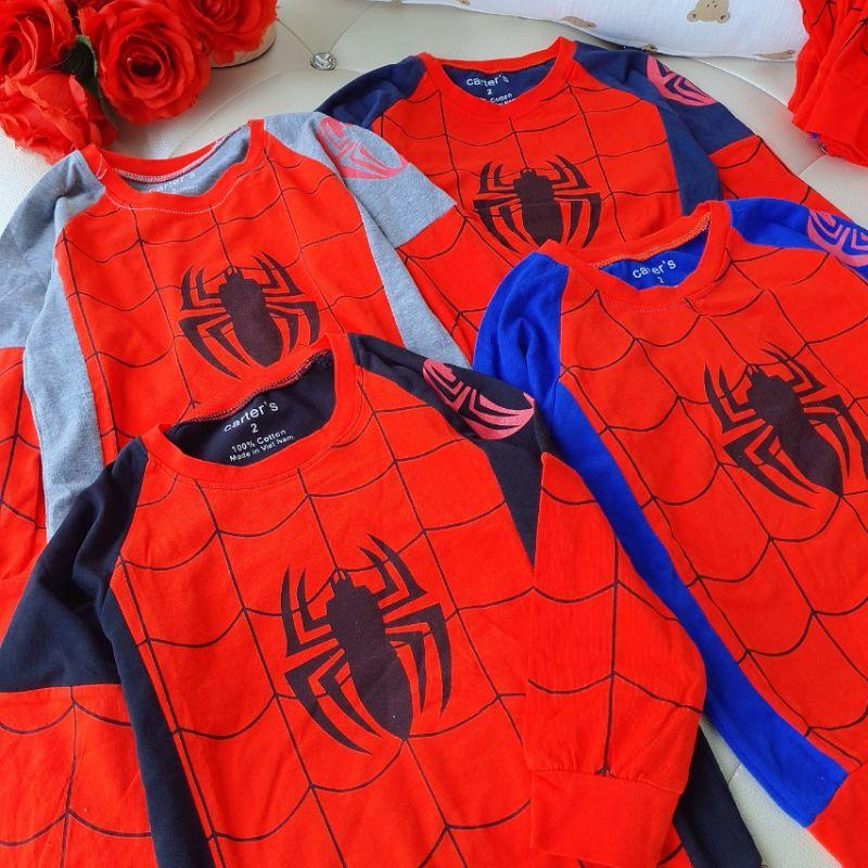 Đồ bộ quần áo bé trai dài tay siêu nhân nhện Spider man chất cotton mát đẹp cho bé 2-5 tuổi