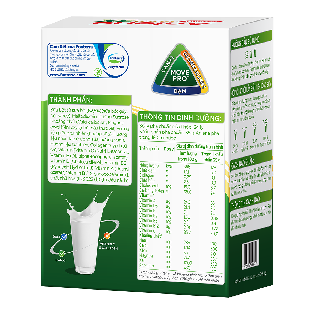 Combo 2 Sữa bột Anlene Gold 3X hương Vanilla (Hộp thiếc 800g) tặng 1 lon 400g