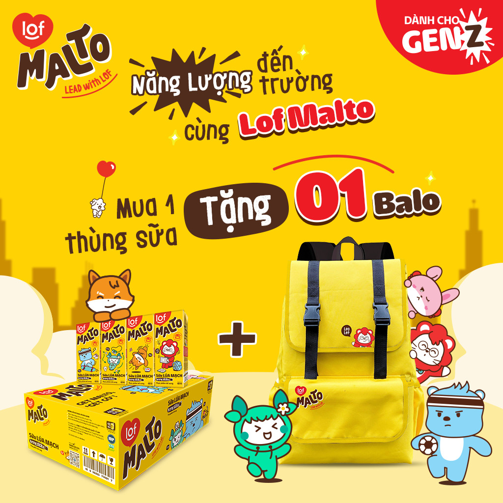 Lof Malto sữa lúa mạch hương socola thùng 180ml x 48 hộp