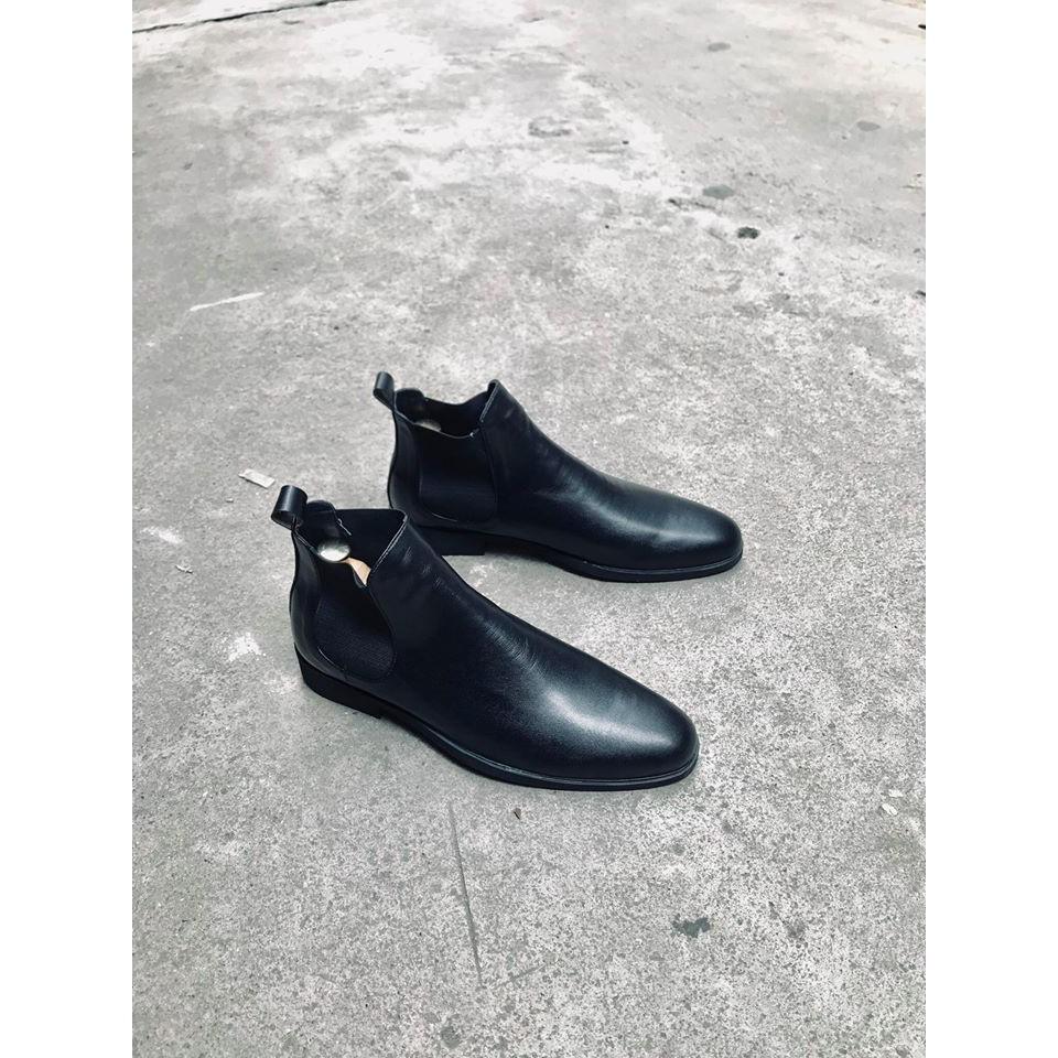 VIDEO - Giày CHELSEA BOOT NAM - Đế Cao Su Đúc Cao 3cm- B002 Màu Đen.