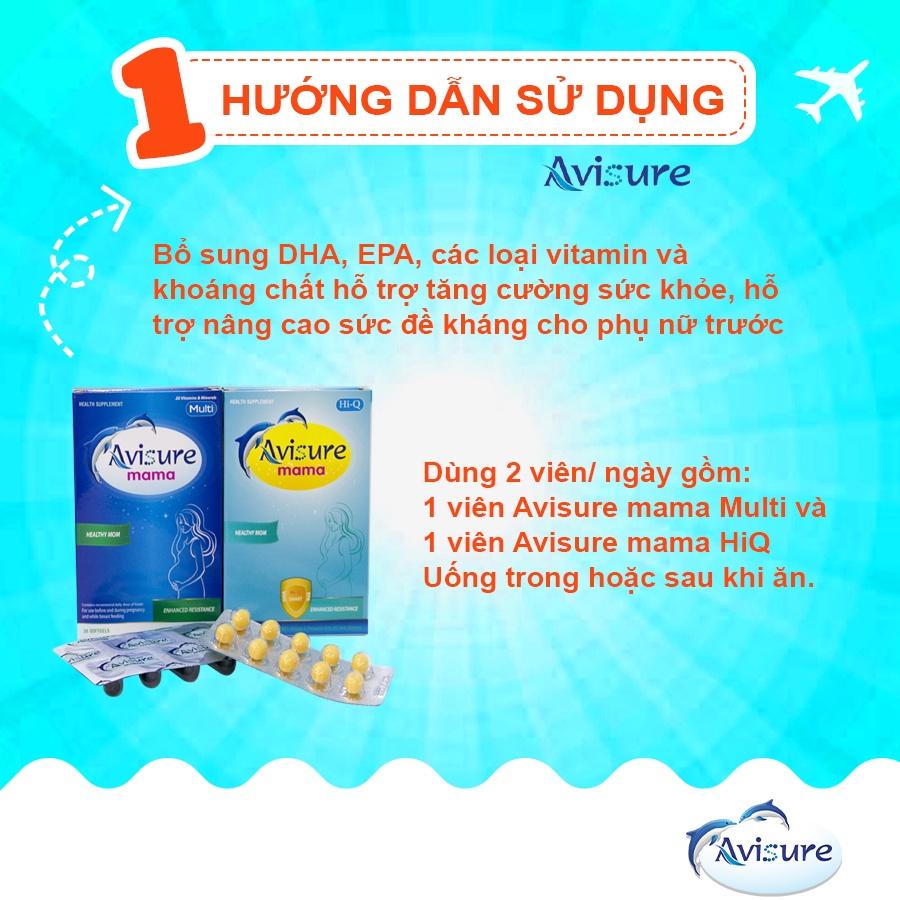 Combo sắt canxi DHA Vitamin tổng hợp cho bà bầu Avisure 120 viên
