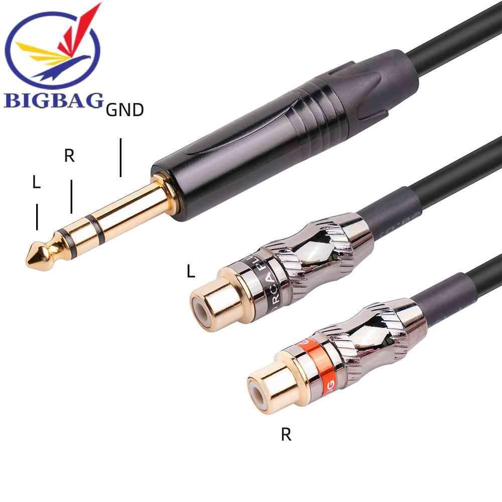 Cáp Chia Audio 6.35mm ĐầU CắM Sang Lỗ CắM 2RCA Mạ VàNg 24k
