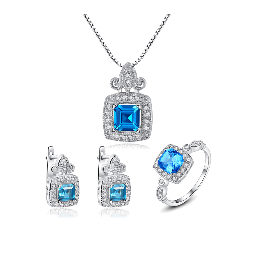 Hình ảnh Bộ Trang Sức Bạc Cho Nữ Đính Đá Cao Cấp 3 món - BDM2305 - Bảo Ngọc Jewelry