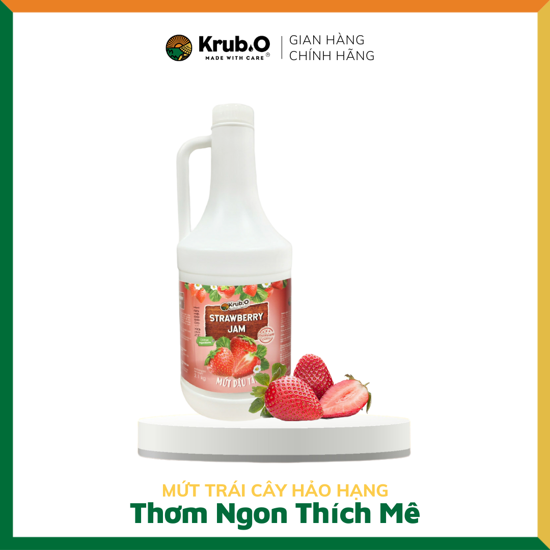 Mứt Dâu Tây Krub.O - Can 2.1kg - Nguyên liệu pha chế - Mứt trái cây