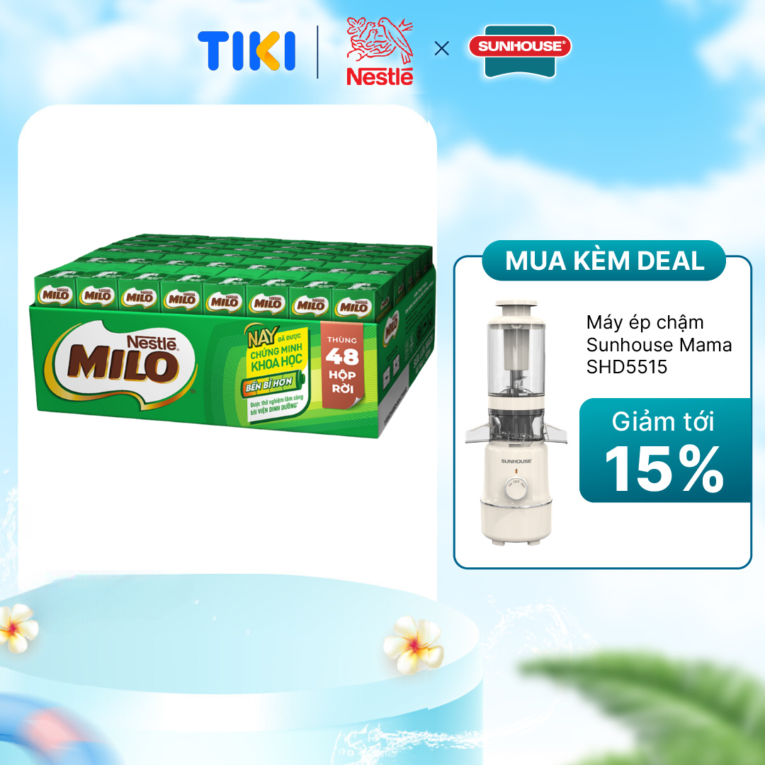 Thùng 48 Hộp Sữa Nestlé MILO Nước (180ml / Hộp) - không màng nhựa