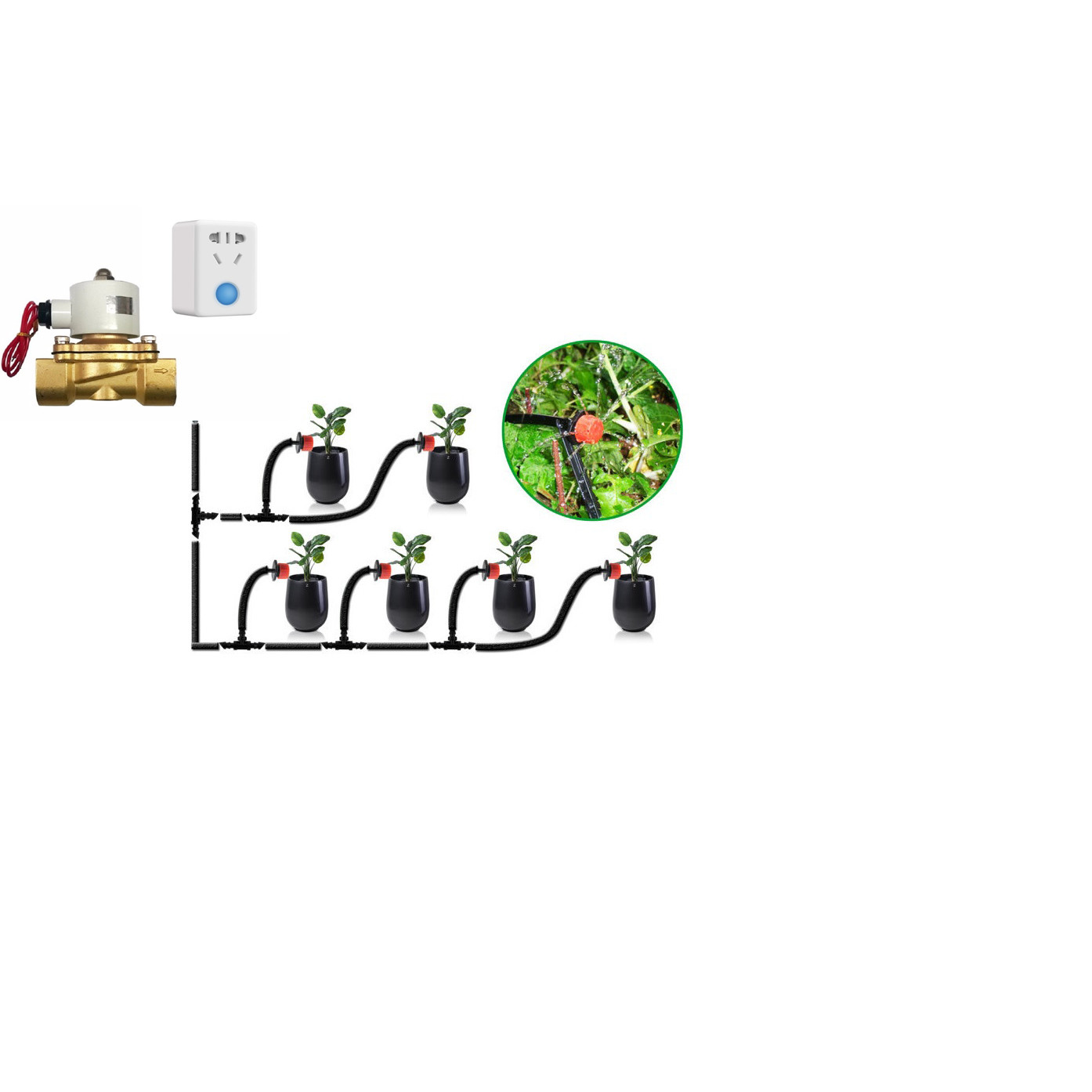 Bộ tưới cây tự động đầu 8 tia kết hợp đồng hồ hẹn giờ wifi