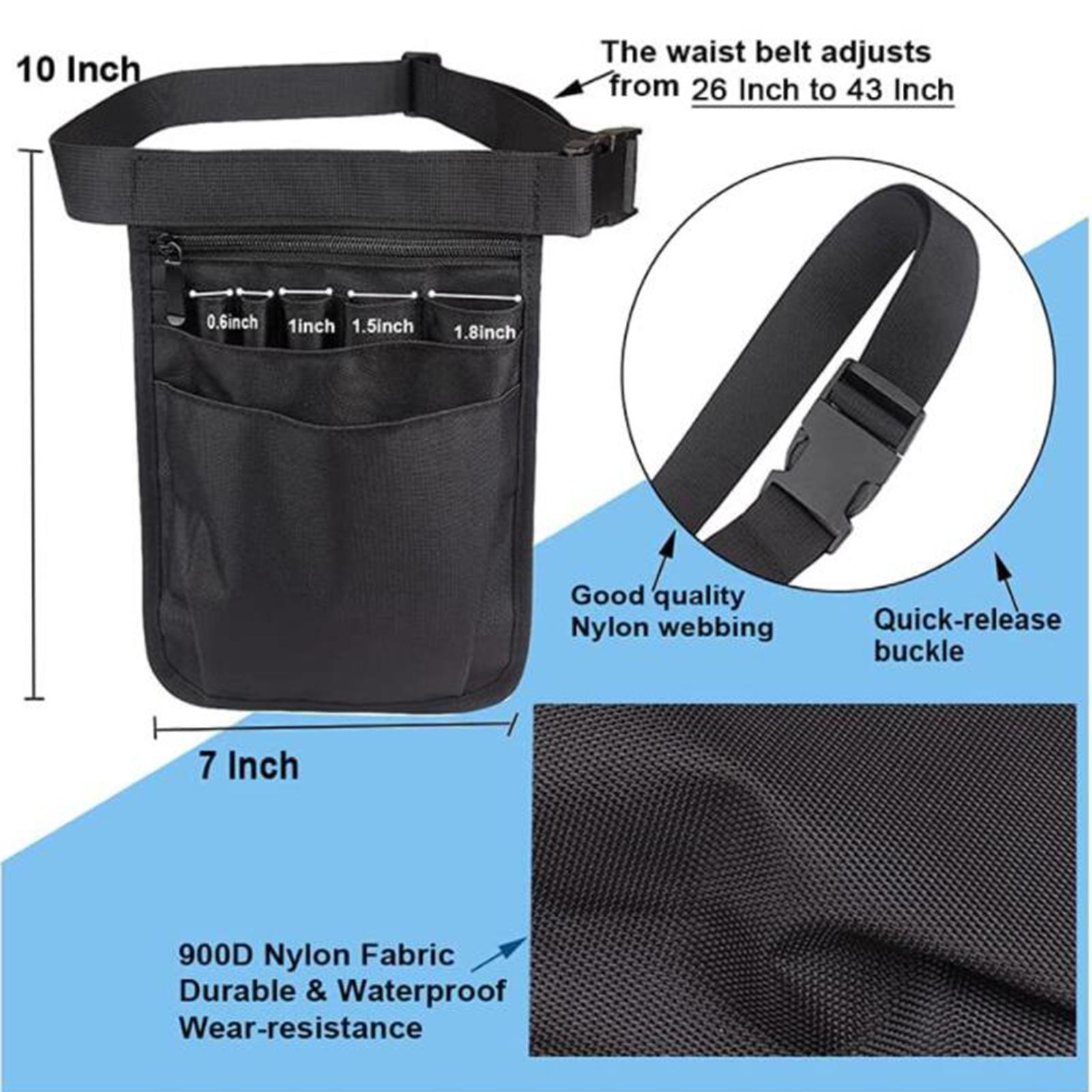 Nylon Nurse Organizer Belt Waist Bag Fanny Pack Case for Scissors Care  Black