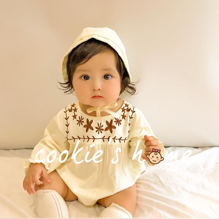 Set kèm nón bộ áo liền quần cotton cho bé gái mạc đầy tháng thôi nôi quà tặng kiểu công chúa cho bé gái